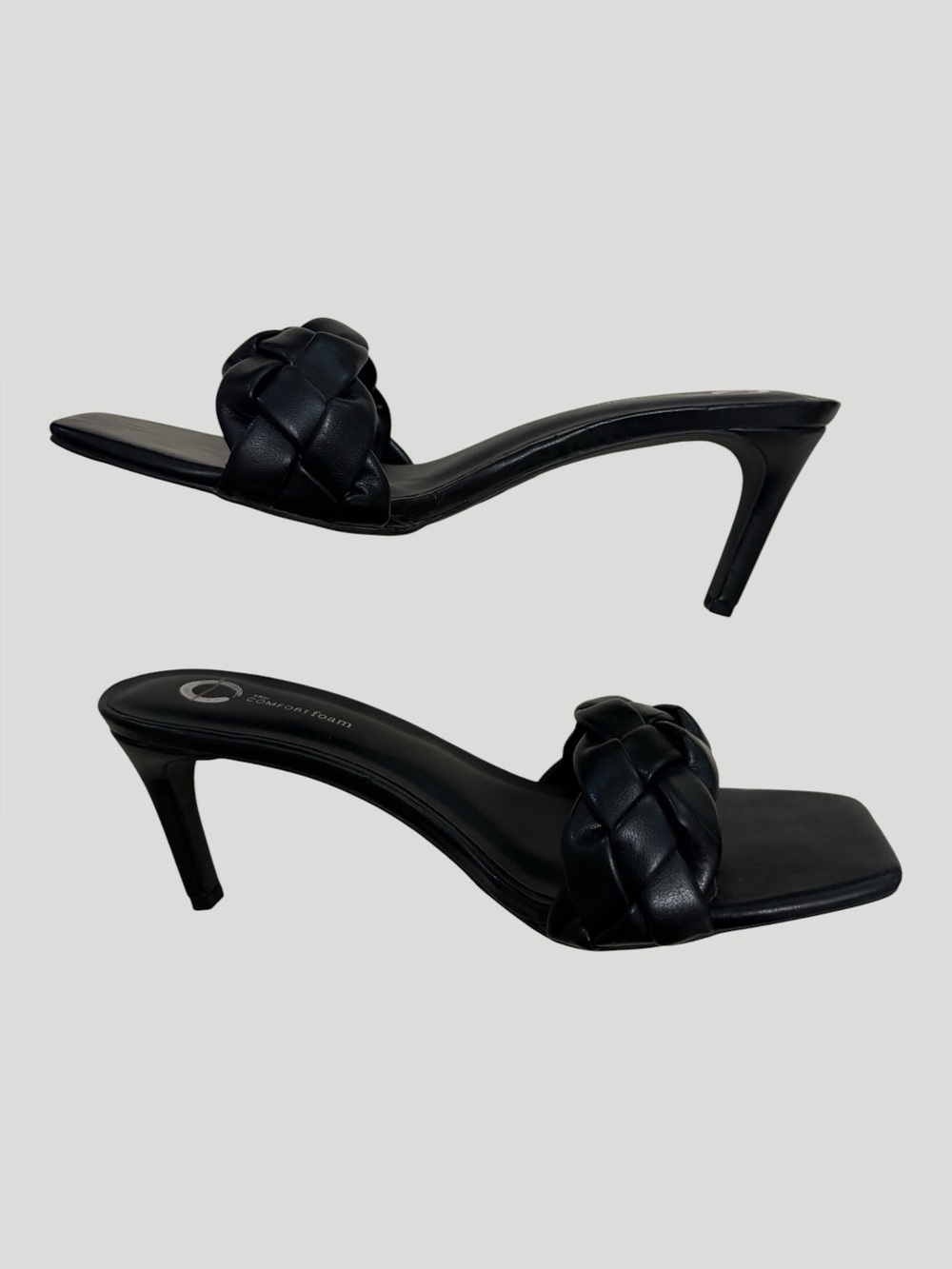 Journee Collection Black Open Toe Mule Heel Sandals Size 8